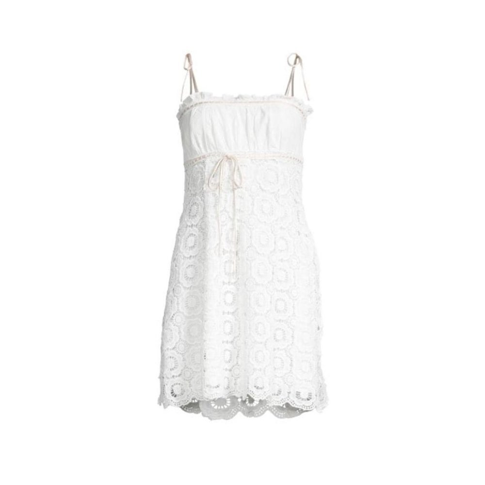 Betsey Johnson Novelty Cotton and Venise Lace Tulip Mini Dress Sz 10